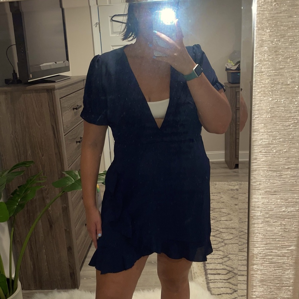 Showpo Deep V Faux Wrap Mini Dress